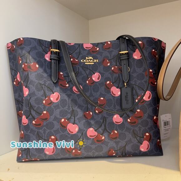 Coach Handbags - NWT Coach Mollie Tote In Signature Canvas With Cherry Print CAA73